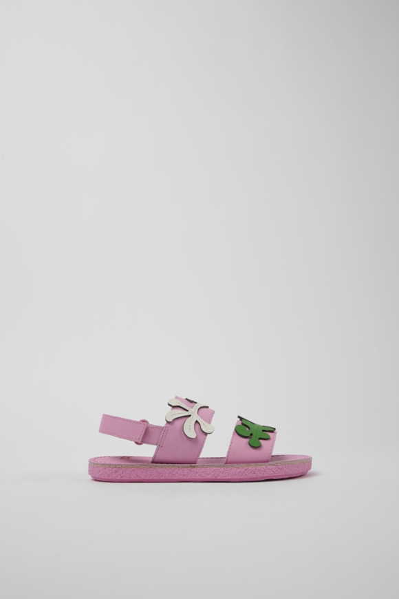 Camper Twins - Rosafarbene Ledersandalen mit Doppelriemen