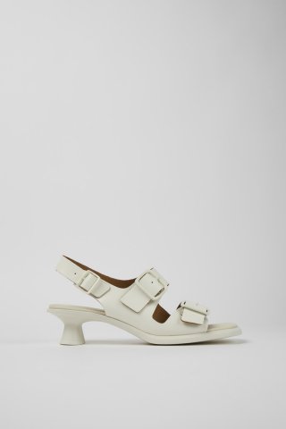 Camper Dina - Weiße Damensandalen aus Leder mit Doppelriemen Camper Dina - Weiße Damensandalen aus Leder mit Doppelriemen