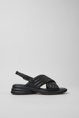 Camper Spiro - Schwarze Damensandale aus Leder