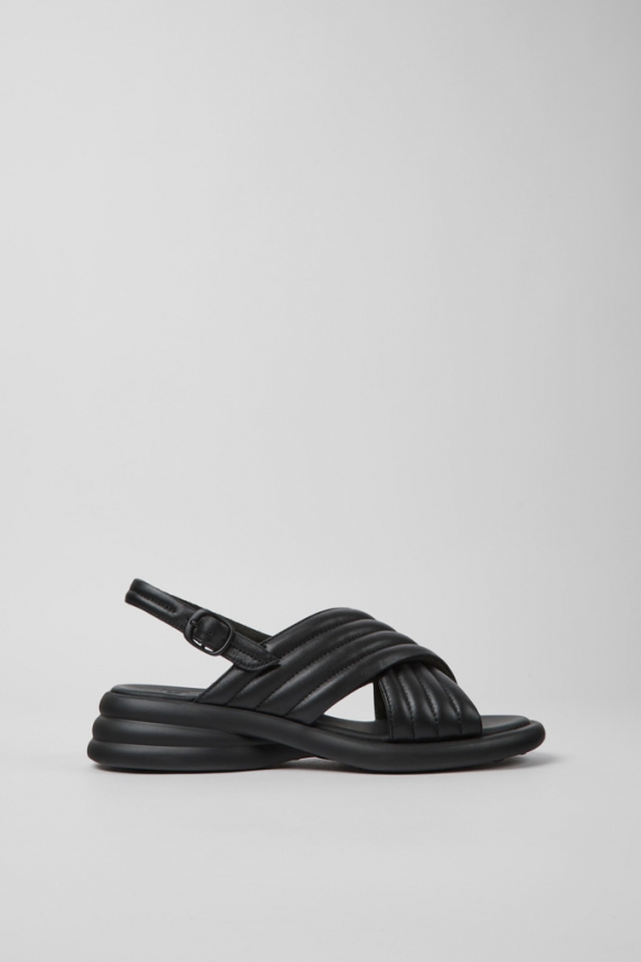 Camper Spiro - Schwarze Damensandale aus Leder