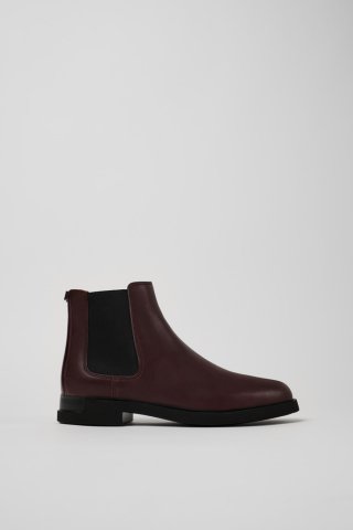 Camper Iman - Weinroter Chelseastiefel für Damen aus Leder Camper Iman - Weinroter Chelseastiefel für Damen aus Leder