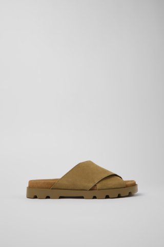Camper Brutus Sandal - Braune Nubuk-Damensandalenmit Kreuzriemen
