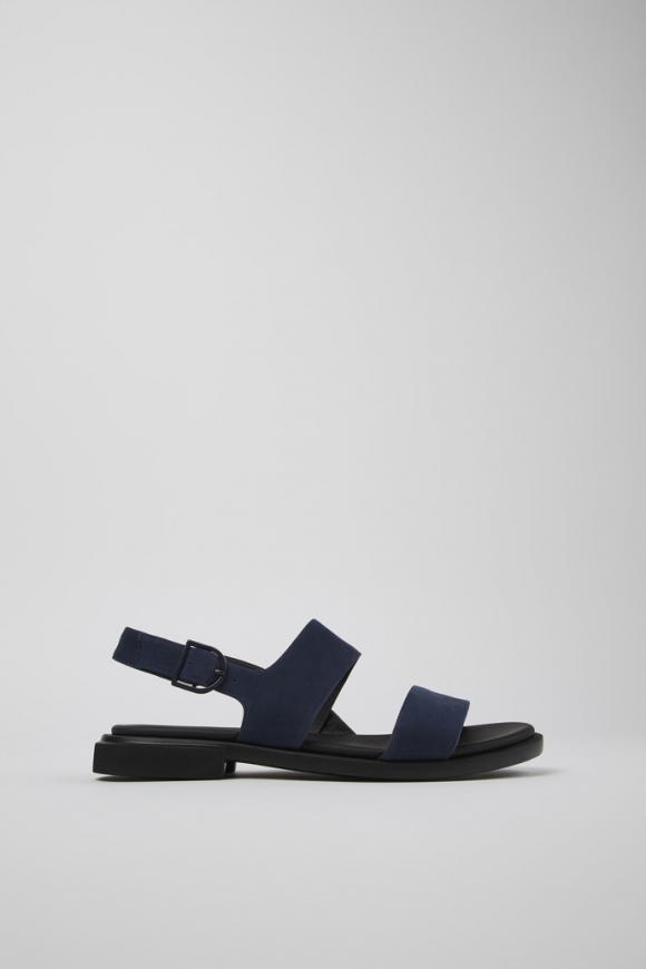 Camper Edy - Blaue Damensandalen aus Nubukleder