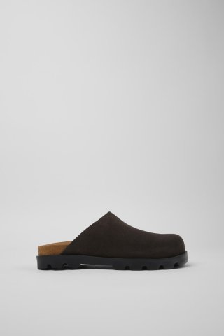 Camper Brutus Sandal - Graue Damenclogs aus Nubukleder