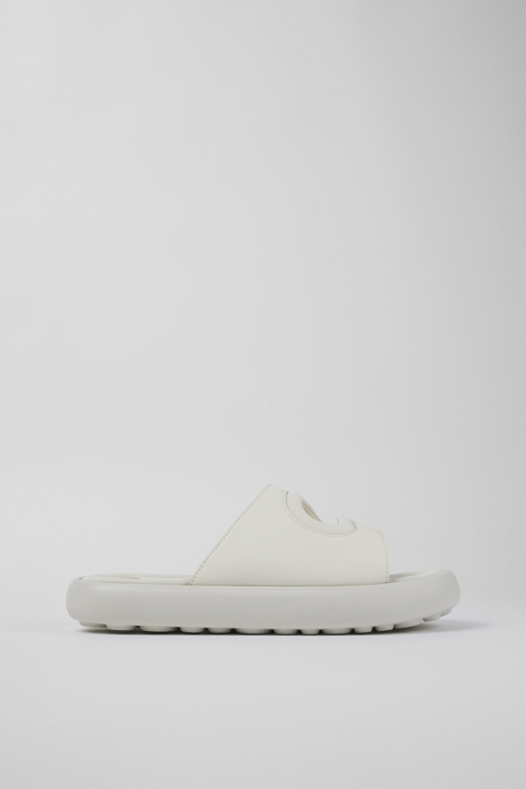 Camper Twins - Weiße Herrenpantoletten aus Leder/Textil