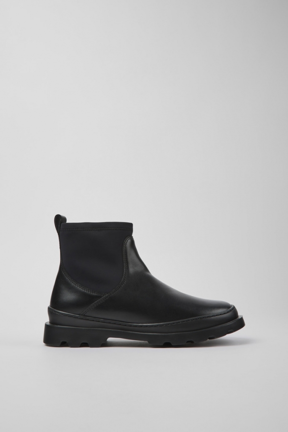 Camper Brutus - Schwarze Damenstiefelette aus Textil und Leder