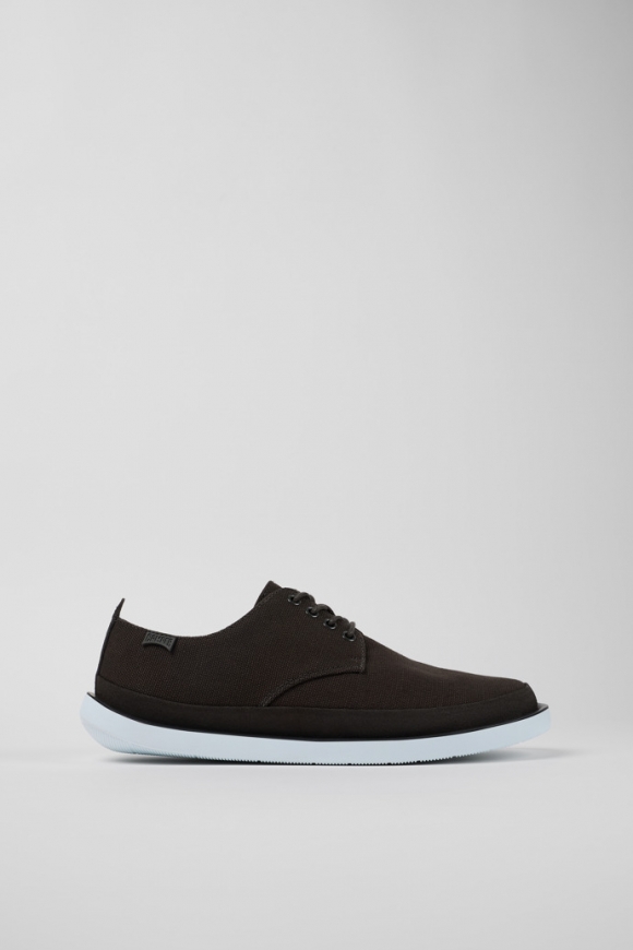 Camper Wagon - Grauer Herrenschnürschuh aus Textil/Nubukleder