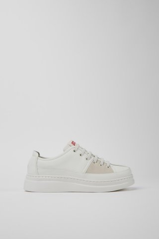 Camper Twins - Weiß-bunter Damensneaker aus recyceltem Leder Camper Twins - Weiß-bunter Damensneaker aus recyceltem Leder