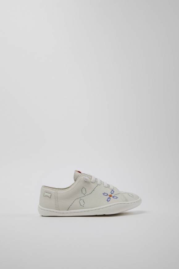 Camper Twins - Weißer Kinderschuh aus Leder.