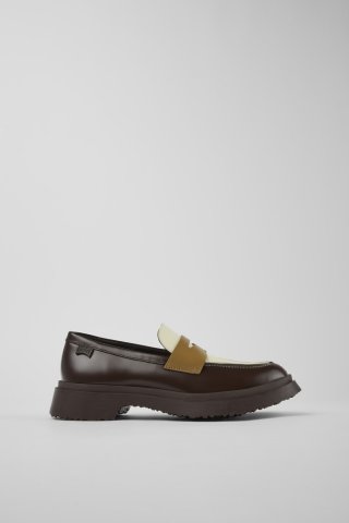 Camper Twins - Braune und weiße Lederloafer für Damen Camper Twins - Braune und weiße Lederloafer für Damen