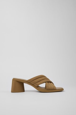 Camper Kiara - Braune Damensandalen aus Textil mit Kreuzriemen Camper Kiara - Braune Damensandalen aus Textil mit Kreuzriemen
