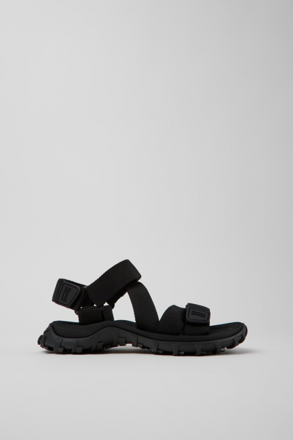Camper Drift Trail Sandal - Schwarze Sandale aus recyceltem PET für Damen.