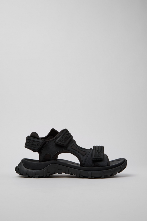 Camper Drift Trail Sandal - Schwarze Sandalen aus recyceltem PET/Leder für Herren.