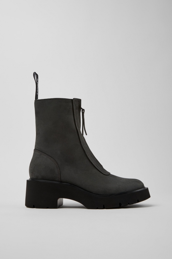 Camper Milah - Graue Mid-Boots aus Nubukleder für Damen.