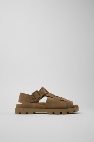 Camper Brutus Sandal - Braune Damensandale aus Nubukleder