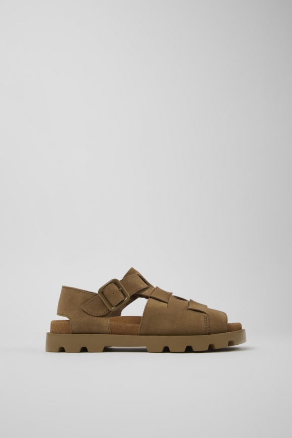 Camper Brutus Sandal - Braune Damensandale aus Nubukleder