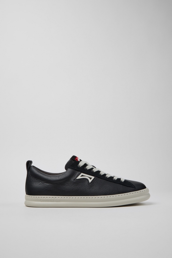 Camper Runner - Schwarzer Herrensneaker aus Leder und Nubukleder.