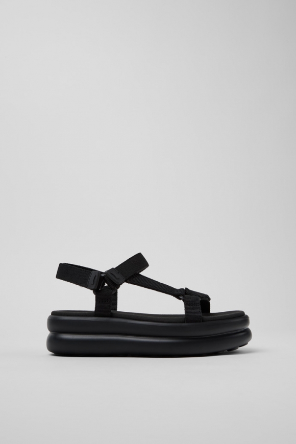 Camper Pelotas Flota Up - Schwarze Damen-Sandale aus Recycling-PET.
