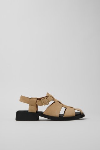 Camper Dana - Beige Sandalen aus Nubukleder für Damen.
