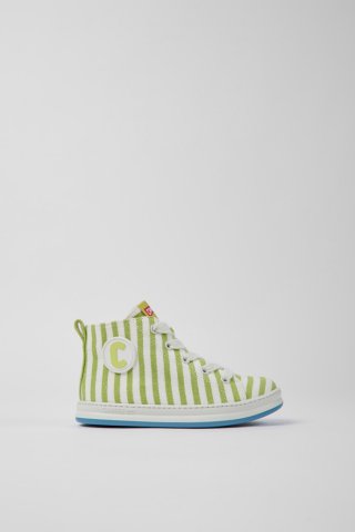 Camper Runner - Weiß-grüner Kindersneaker aus Textil