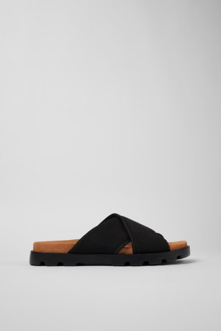 Camper Brutus Sandal - Schwarze Herrenpantoletten aus Textil