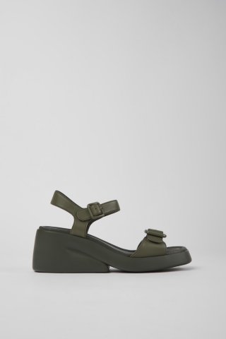 Camper Kaah - Grüne Damensandale aus Leder Camper Kaah - Grüne Damensandale aus Leder