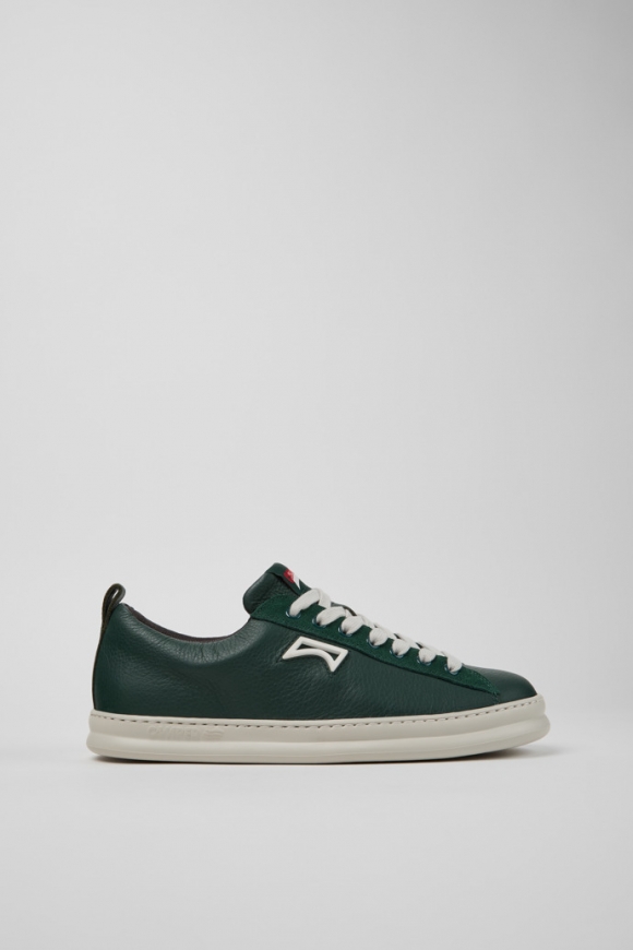 Camper Runner - Grüner Herrensneaker aus Leder und Nubukleder.