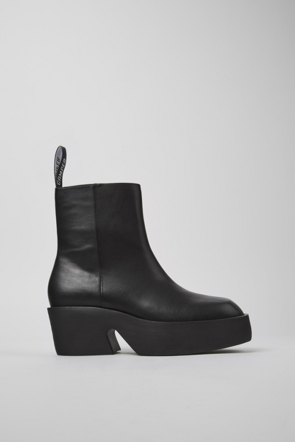Camper Billie - Schwarze Lederstiefelette für Damen.