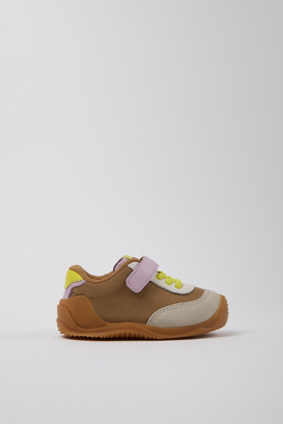 Camper Dadda - Braune Kindersneaker aus Textil und Leder