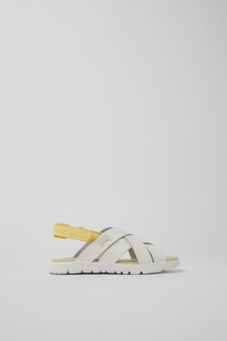 Camper Oruga - Weiße Kindersandale aus Leder und Textil
