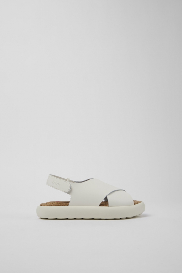 Camper Pelotas Flota - Weiße Ledersandalen mit Kreuzriemen