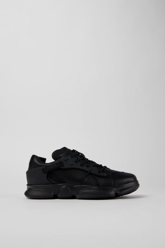 Camper Karst - Schwarzer Damensneaker aus Leder und Textil