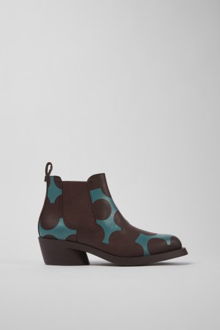 Camper Twins - Damenstiefelette aus Leder in Blau und Weinrot Camper Twins - Damenstiefelette aus Leder in Blau und Weinrot
