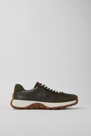 Camper Drift Trail VIBRAM - Grüner Herrensneaker aus Textil und Nubukleder