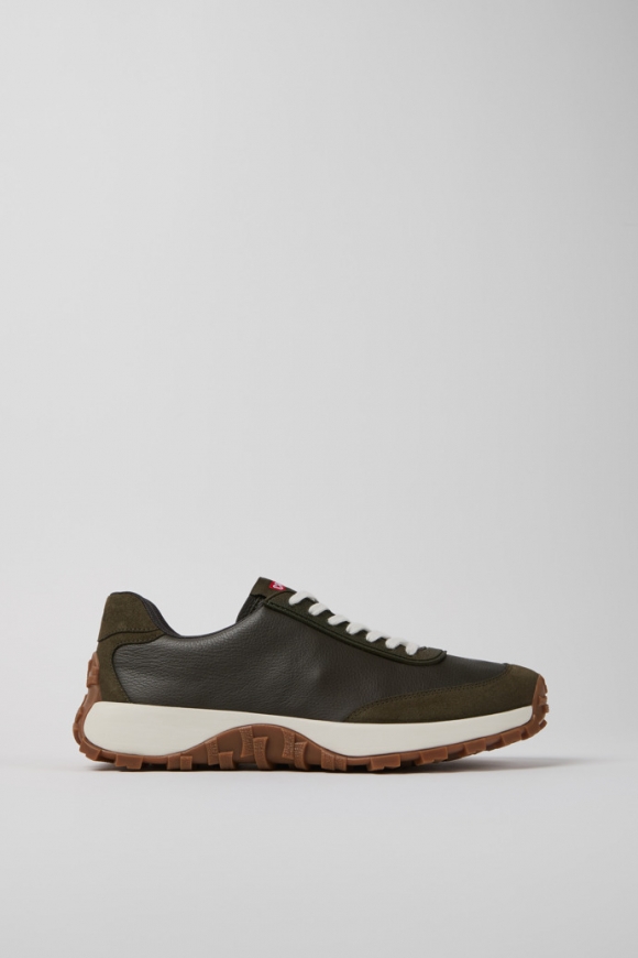 Camper Drift Trail VIBRAM - Grüner Herrensneaker aus Textil und Nubukleder