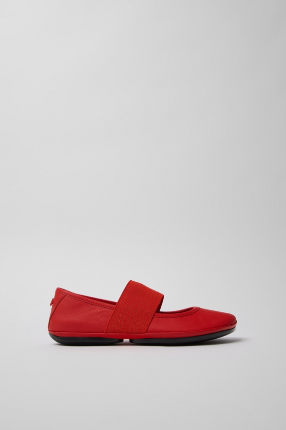 Camper Right Nina - Rote Lederballerinas für Damen.