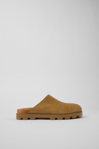 Camper Brutus Sandal - Braune Damenclogs aus Nubukleder