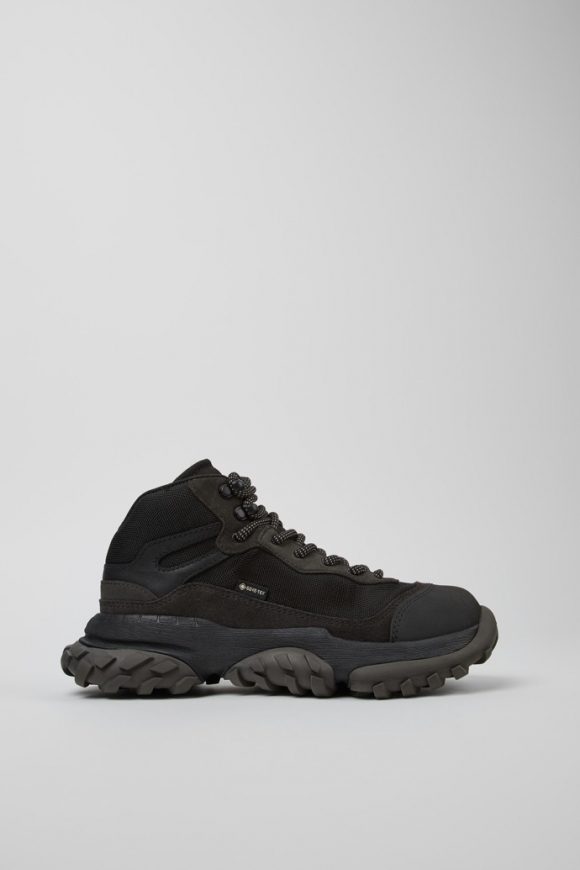 Camper Karst Trek - GORE-TEX GORE-TEX - Schwarz-graue Stiefeletten aus Textil und Nubukleder für Damen.