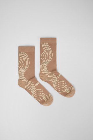 Camper Socks - Beige-gelbe Socken aus Bio-Baumwolle.