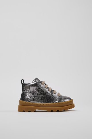 Camper Brutus - Silberne Lederstiefeletten für Kinder. Camper Brutus - Silberne Lederstiefeletten für Kinder.