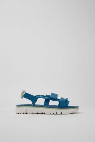 Camper Oruga - Damensandale aus Leder in Blau und Grün Camper Oruga - Damensandale aus Leder in Blau und Grün