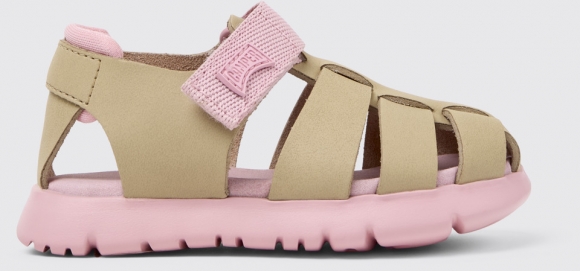 Camper Oruga - Mehrfarbige Kindersandalen aus Leder und Textil.