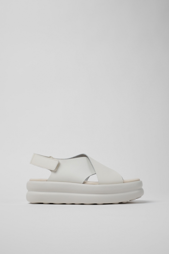 Camper Pelotas Flota Up - Weiße Ledersandalen für Damen.