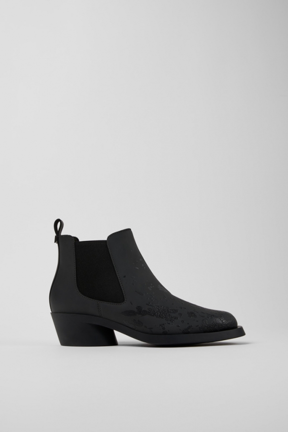 Camper Bonnie - Graue und schwarze Lederstiefeletten für Damen