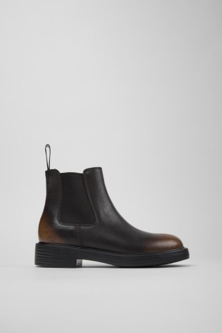 Camper Dean - Schwarze und braune Lederstiefeletten für Damen.