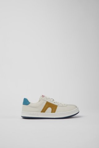 Camper Twins - Weißer Kindersneaker aus Leder und Nubukleder