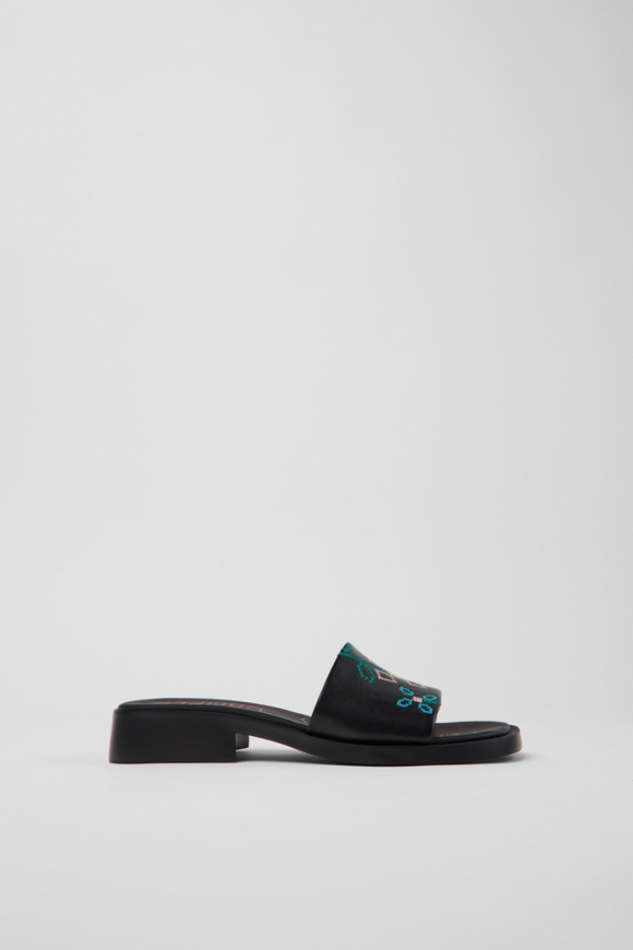 Camper Twins - Schwarzer Damensandalette aus Leder.