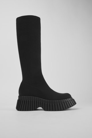 Camper BCN TENCEL® - Schwarzer, mittelhoher Damenstiefel aus Textil. Camper BCN TENCEL® - Schwarzer, mittelhoher Damenstiefel aus Textil.