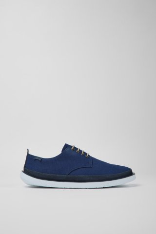 Camper Wagon - Blauer Herrenschuh aus Textil und Nubukleder