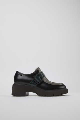 Camper Twins - Schwarzer und grauer Damenloafer aus Leder Camper Twins - Schwarzer und grauer Damenloafer aus Leder